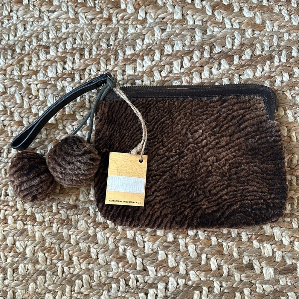 Patricia Nash Leather Sherpa Cassini Wristlet